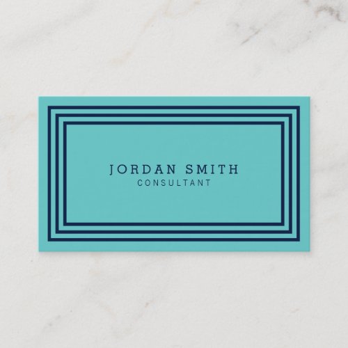 Modern Borders Dual Color Aqua Teal and Navy Blue Business Card