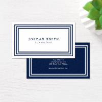 Modern Borders Dual Color White and Navy Blue Business Card