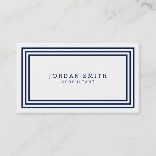 Modern Borders Dual Color White and Navy Blue Business Card