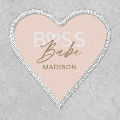 Modern Boss Babe Stylish Script Blush Pink Heart Patch (Front)