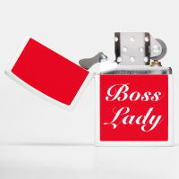 Modern Boss Lady Red and White Script Zippo Lighter | Zazzle