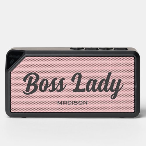 Modern Boss Lady Script Blush Pink Personalized Bluetooth Speaker