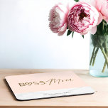 Modern Boss Mom Stylish Blush Pink, Gold & Marble Mouse Pad<br><div class="desc">Personalize and decorate your workspace and make it known who you are with our fun, stylish, and trendy "Boss Mom" custom desk mouse pad. The design features a stylish light blush and white marble background with "Boss Mom" designed in a trendy faux gold brush script & san-serif typography with a...</div>