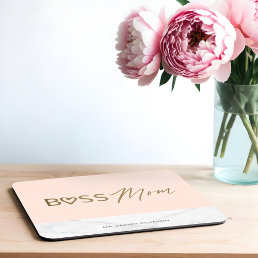 Modern Boss Mom Stylish Blush Pink, Gold &amp; Marble Mouse Pad