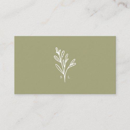 Modern Botanic Foliage Line_art Monogram Olive Business Card