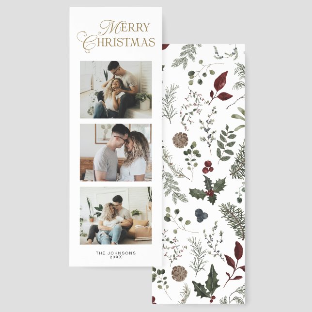 Modern Botanica Photo Christmas Holiday Card  Bookmarks (Front & Back)