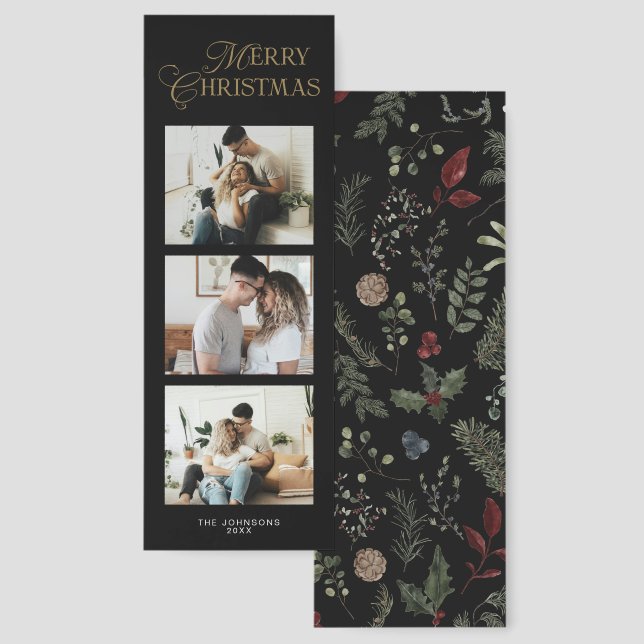 Modern Botanica Photo Christmas Holiday Card  Bookmarks (Front & Back)