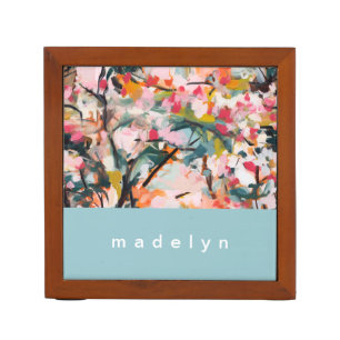 Modern Botanical Abstract Art Personalized Desk Organizer