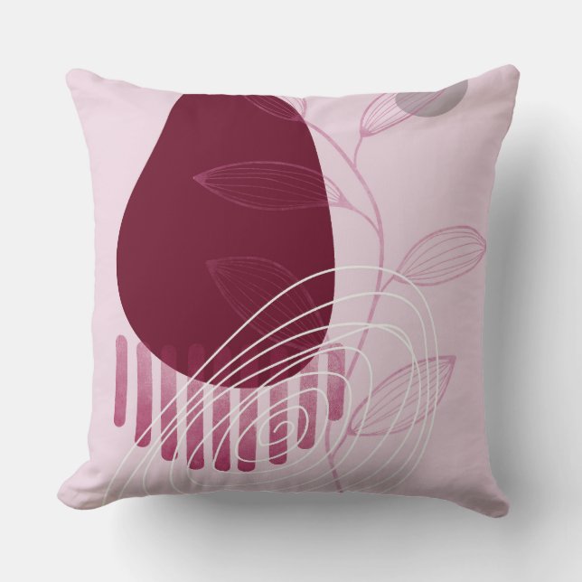 Modern Botanical Abstract Throw Pillow (Front)