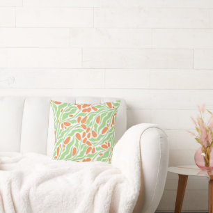 Modern Botanical Abstract Throw Pillow Green