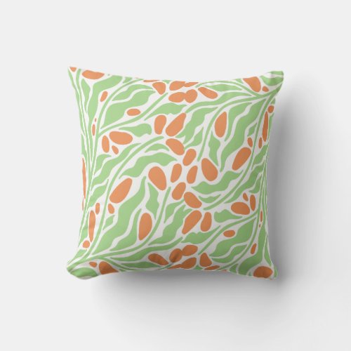 Modern Botanical Abstract Throw Pillow | Green