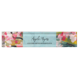 Modern Botanical Abstract Tree Personalized Desk Name Plate