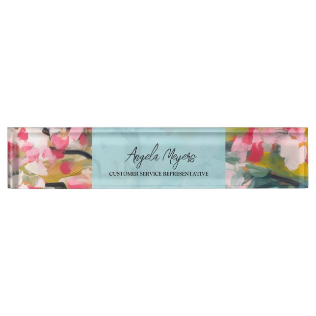 Modern Botanical Abstract Tree Personalized Desk Name Plate (Front)