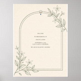 Modern Botanical Arch Wedding Welcome Sign