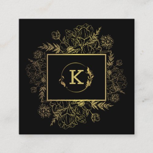 Modern Botanical Black Gold Business Card