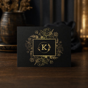 Modern Botanical Black Gold Business Card