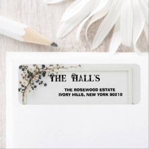 Modern Botanical Black& White Wedding Label
