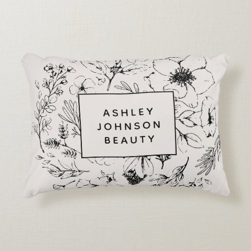 Modern Botanical Blush and Black Branded Accent Pillow