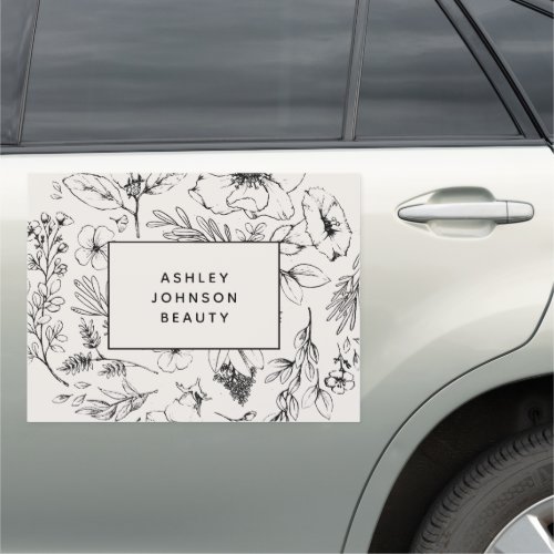 Modern Botanical Blush and Black Car Magnet