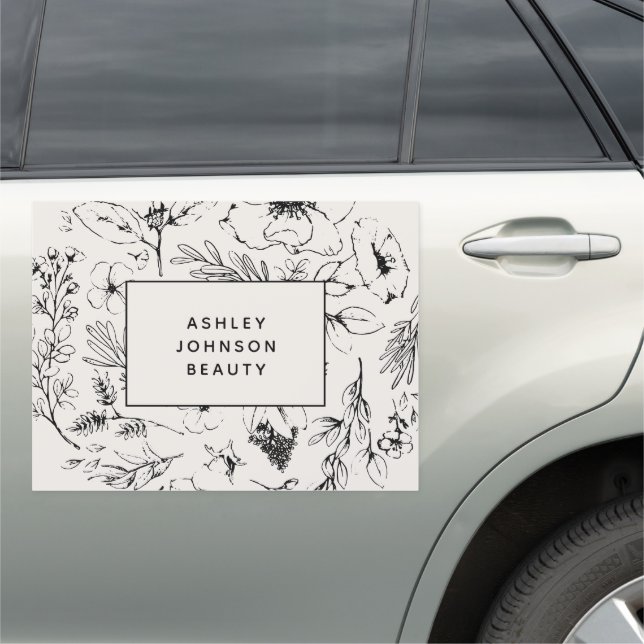 Modern Botanical Blush and Black Car Magnet (In Situ)