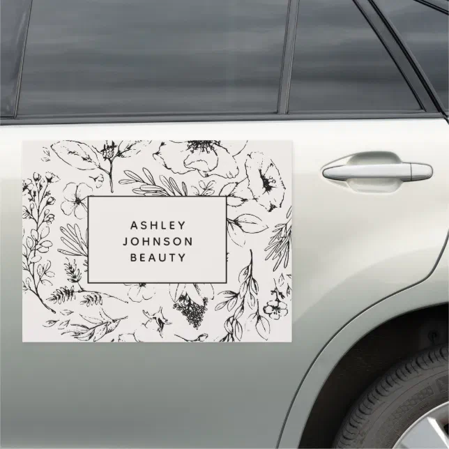 Modern Botanical Blush and Black Car Magnet | Zazzle