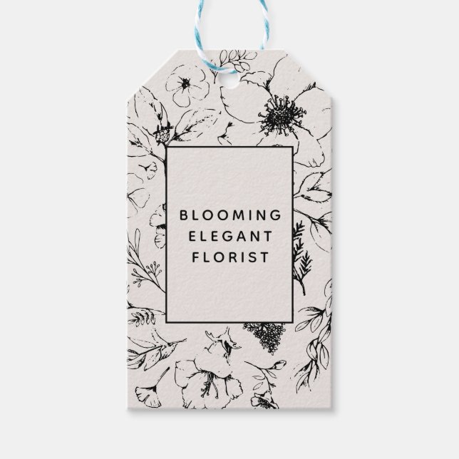 Modern Botanical Blush and Black Delivery Tag (Front)