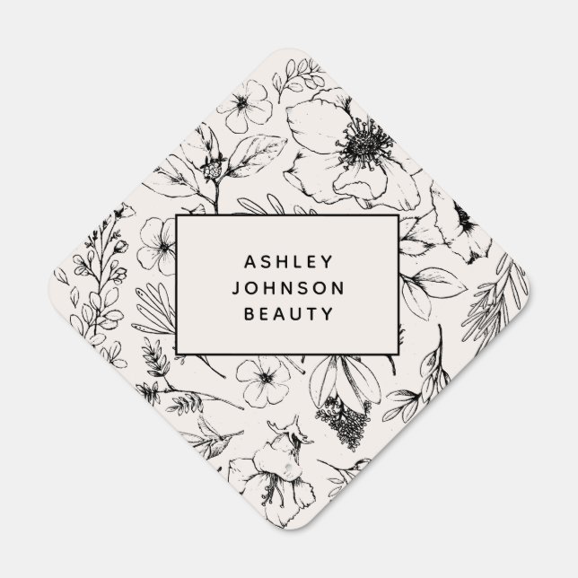 Modern Botanical Blush and Black Metal Sign (Front)