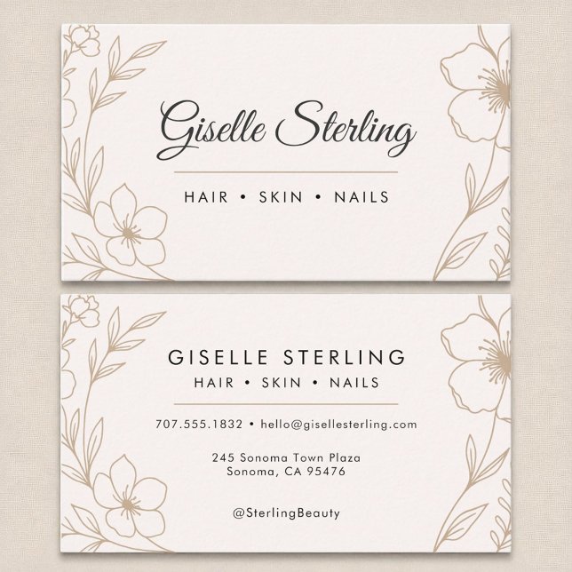 Modern Botanical Blush and Black Name Typography Business Card (Creator Uploaded)