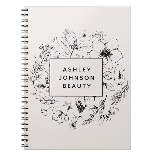 Modern Botanical Blush and Black Notebook