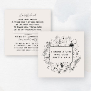 Modern Botanical Blush and Black Referral Card