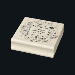 Modern Botanical Blush and Black Square  Rubber Stamp<br><div class="desc">Part of my bestselling business suite, this modern botanical rubber stamp features a beautiful hand drawn black floral design, with a black bordered rectangle featuring your name and title, or occupation. (Note: you can delete the placeholder text and add your black png logo with clear background to the center, and...</div>