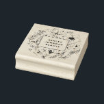 Modern Botanical Blush and Black Square  Rubber Stamp<br><div class="desc">Part of my bestselling business suite, this modern botanical rubber stamp features a beautiful hand drawn black floral design, with a black bordered rectangle featuring your name and title, or occupation. (Note: you can delete the placeholder text and add your black png logo with clear background to the center, and...</div>