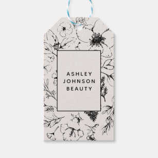Modern Botanical Blush and Black Vertical Delivery Gift Tags