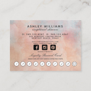 Modern Botanical Blush & Black 10 Visit Loyalty Bu Business Card