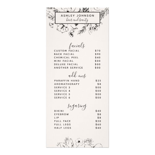 Modern Botanical Blush Black Spa 3 Services Menu 2