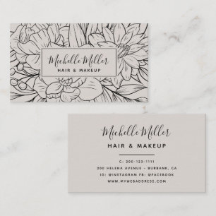 Modern Botanical Blush Script Hair Makeup Business Card
