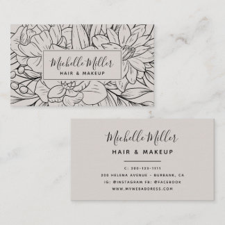 Modern Botanical Blush Script Hair Makeup Business Card