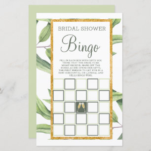 Modern Botanical Bridal Shower Bingo Game
