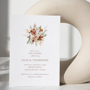 Modern Botanical Burgundy Bouquet Baby Shower Invitation