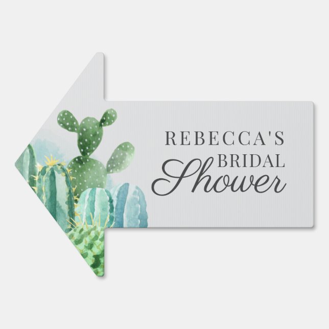 Modern Botanical Cacti Script Bridal Shower Sign (Front)