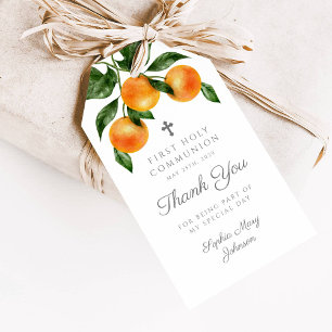 Modern Botanical Citrus Thank You First Communion  Gift Tags