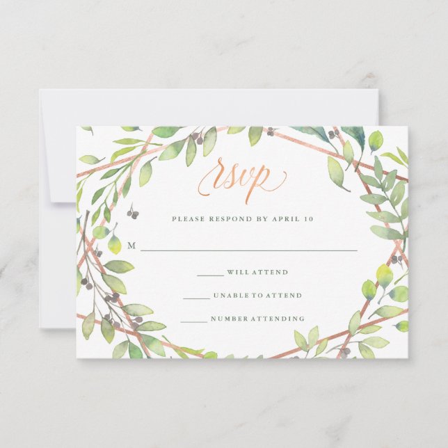 Modern Botanical | Copper Look Wedding RSVP (Front)