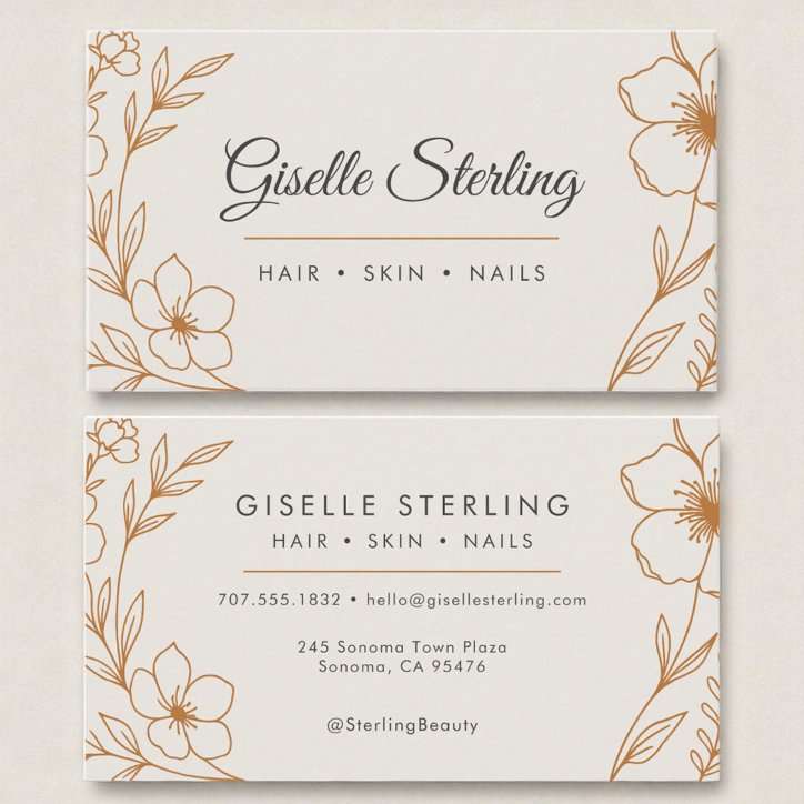 Modern Botanical Copper Taupe Name Typography Business Card