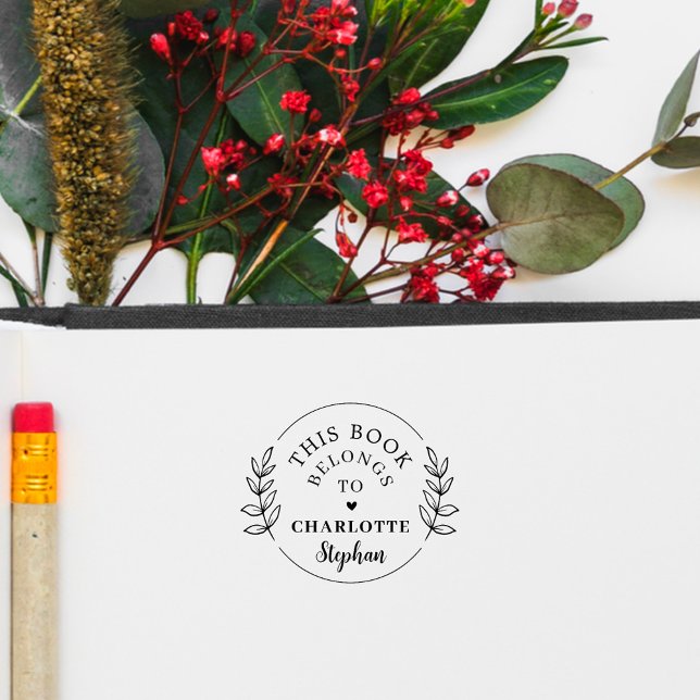 Modern Botanical Custom Name This Book Belongs To Rubber Stamp (Creator Uploaded)