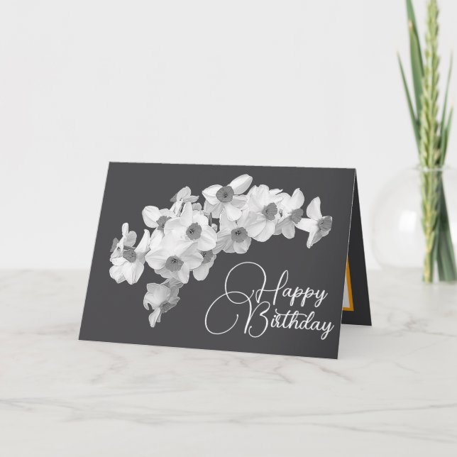 Modern Botanical Daffodils Spring Floral Birthday Card (Front)