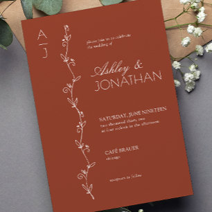 Modern Botanical Divider Redwood Wedding Invitation