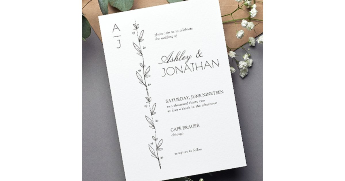 Modern Botanical Divider Wedding Invitation | Zazzle