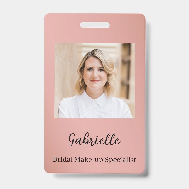 Modern Botanical Dusty Rose Boho Photo  Badge (Front)