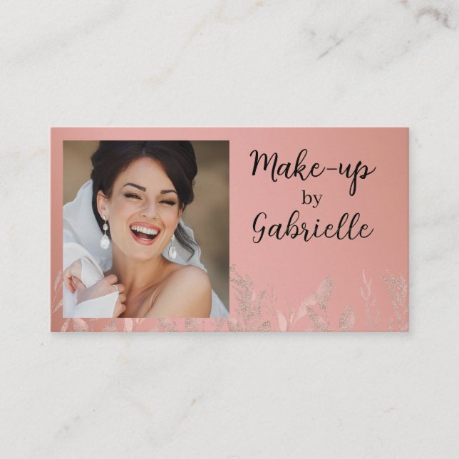 Modern Botanical Dusty Rose Boho Photo QR Code  Business Card (Front)