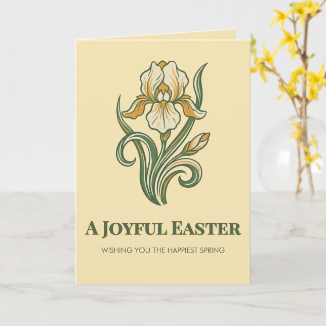 Modern Botanical Easter Blessings Card (Yellow Flower)